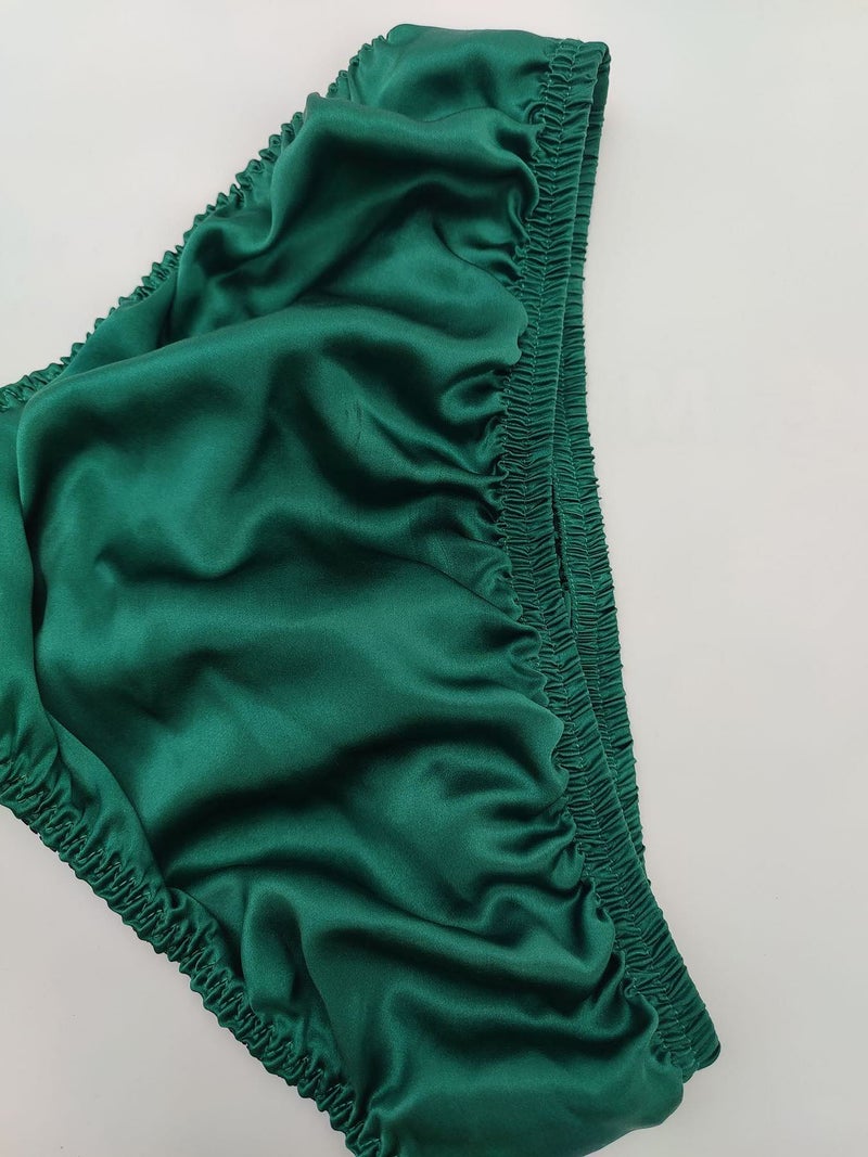 Men natural mulberry silk plain crepe satin briefs-black,silk underwear with double layered crotch - Image 4